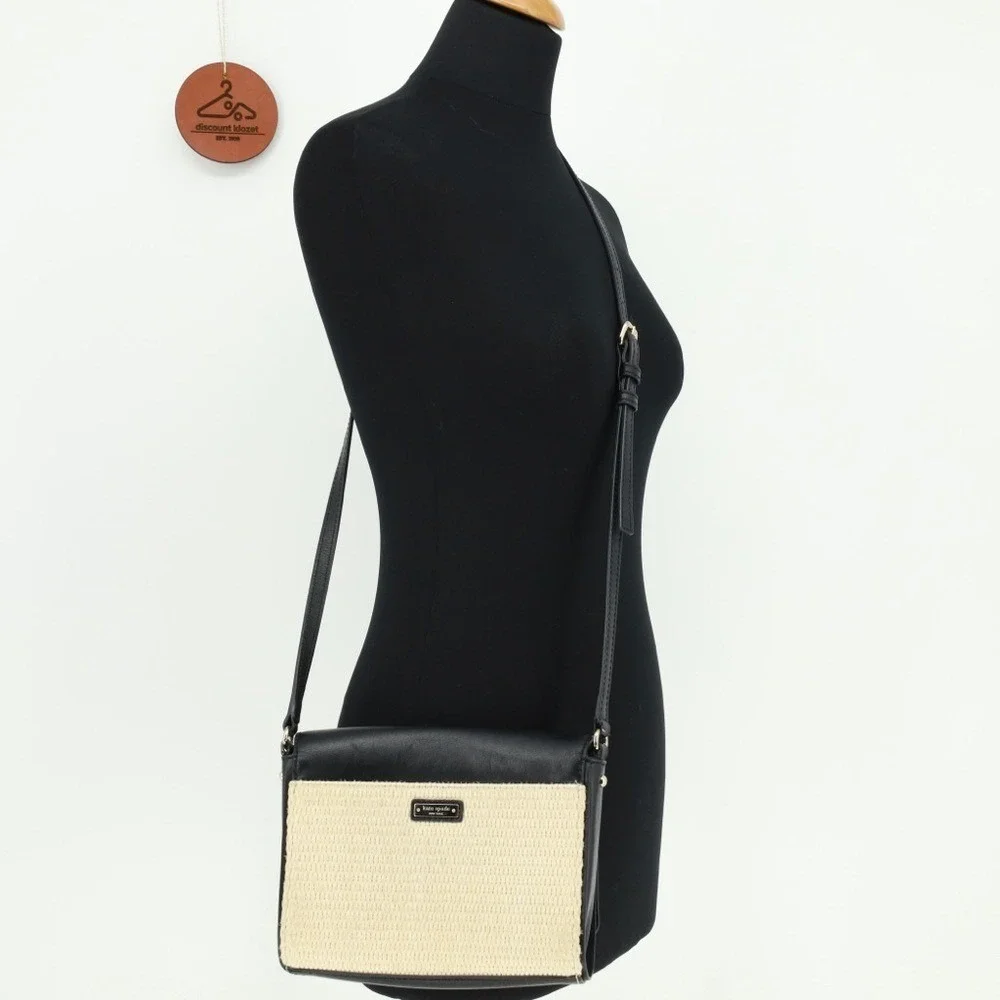 Kate Spade Holly Street Straw Rubie Leather Handbag‎ Crossbody Magnetic closure